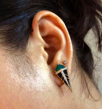 Load image into Gallery viewer, Green Onyx and Black Onyx Linea Mini Studs
