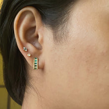 Load image into Gallery viewer, Emerald and diamond Ear-studs
