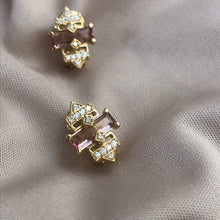 Load image into Gallery viewer, Pink Tourmaline Ladder Studs
