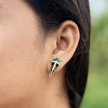 Load image into Gallery viewer, Green Onyx and Black Onyx Linea Mini Studs

