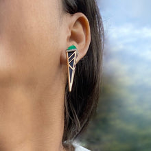 Load image into Gallery viewer, Green Onyx and Black Onyx Linea Studs

