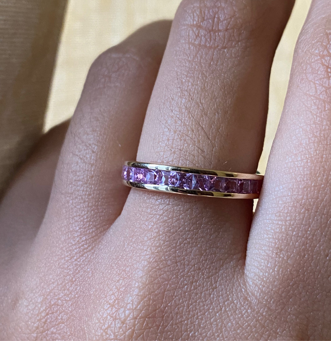 Pink Sapphire Channel Ring