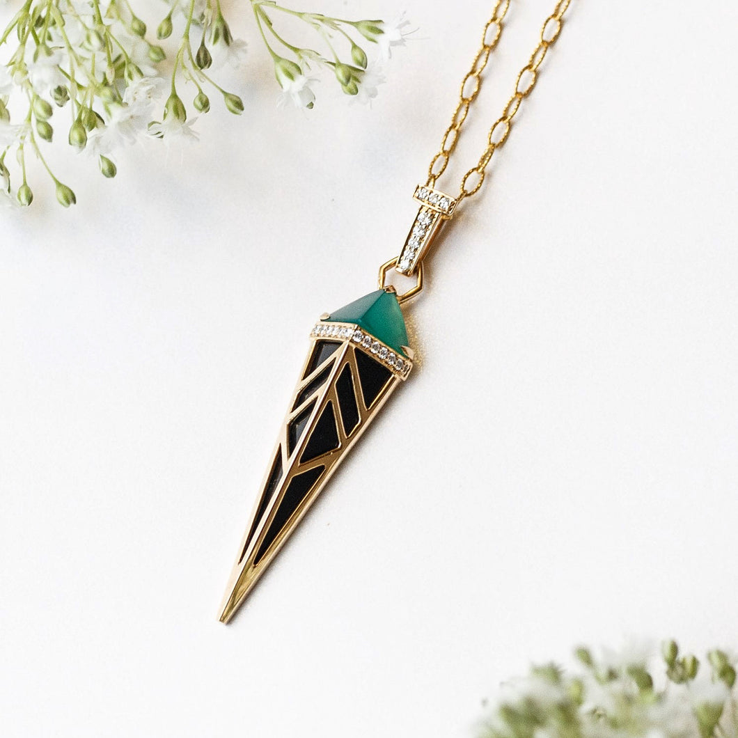 Green Onyx and Black Onyx Linea Necklace